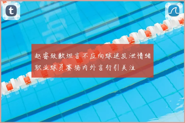 赵睿致歉坦言不应向球迷发泄情绪职业球员赛场内外言行引关注
